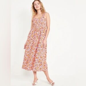 Old Navy Fit and Flare Smocked Midi Dress
